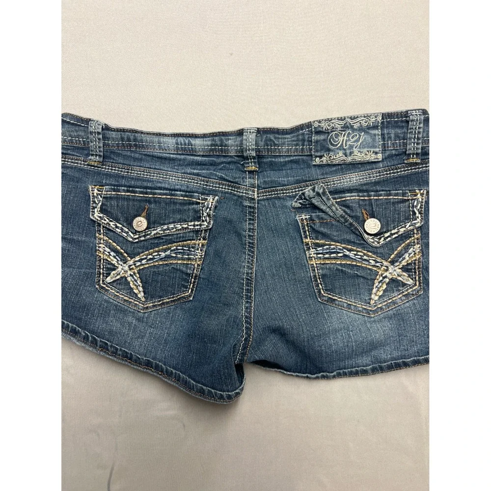 H2J by Hydraulic Denim Shorts Dark Wash Thick Stitch Y2K Low Rise Size 15/16